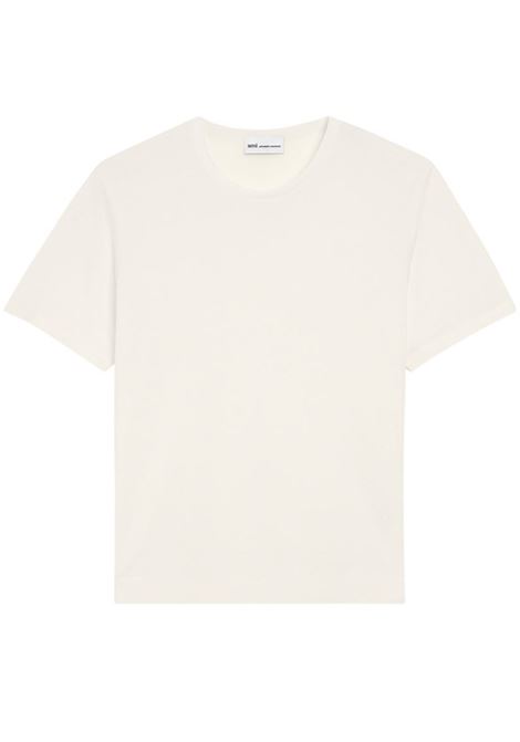 t-shirt solid mercerized uomo nera AMI PARIS | HTS367.JE0211136